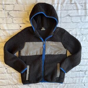 Eddie Bauer Kids Small Black Fuzzy Fleece Jacket Full Zip Size 7/8 Outdoor Boys